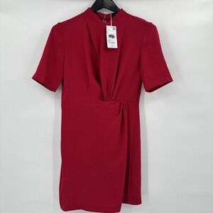 Mango sheath Red/Berry Dress draped Detail Event Collection Design‎ size 6 NEW